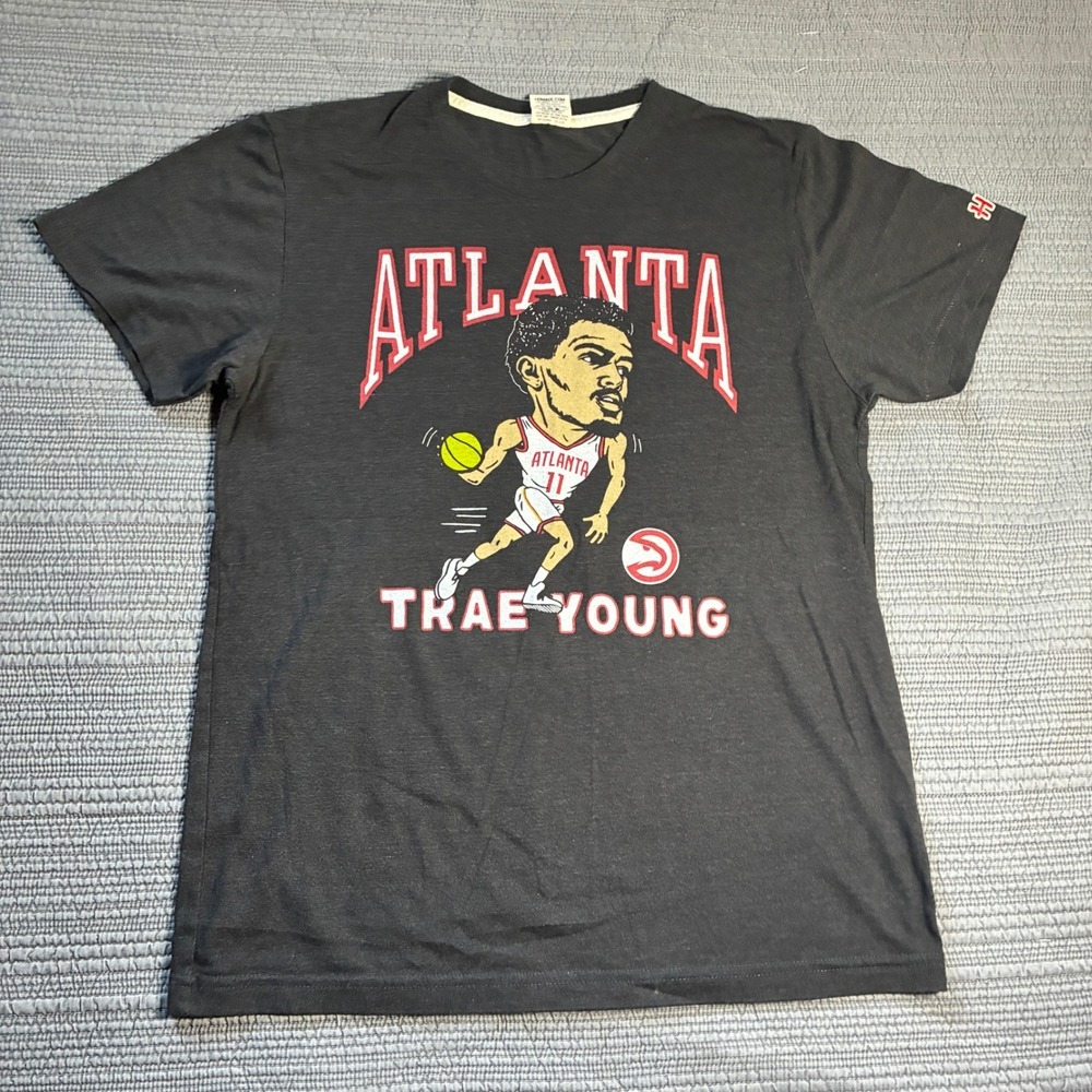 Homage Atlanta Hawks Trae Young NBA Graphic T-Shirt Mens Medium Gray Tri-Blend